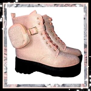 RHINESTONE ☆ CLUB STOMPS ☆ POUCH STRAP ☆ BLUSH LUG BOOTS ☆ NWT
